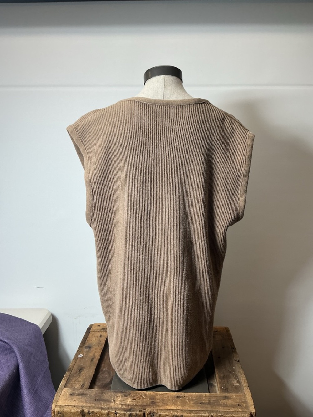 Arielle tan and brown striped button up vest | Size: 2XL - Picture 3 of 7